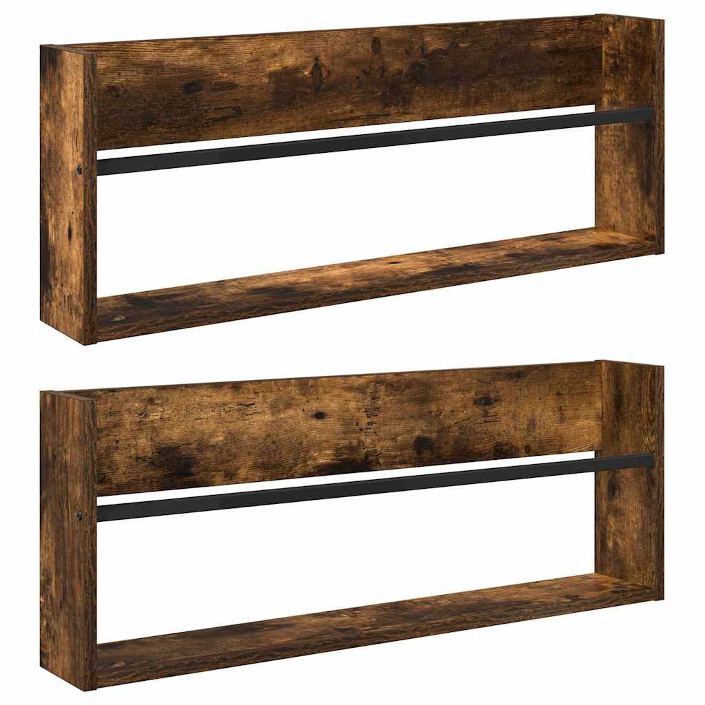 Tijdschrift Rek Met Plank 2 Pcs 80 x 12 x 30 cm Gerookt eiken