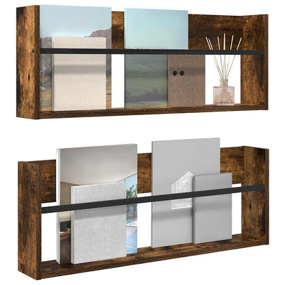 Tijdschrift Rek Met Plank 2 Pcs 80 x 12 x 30 cm Gerookt eiken