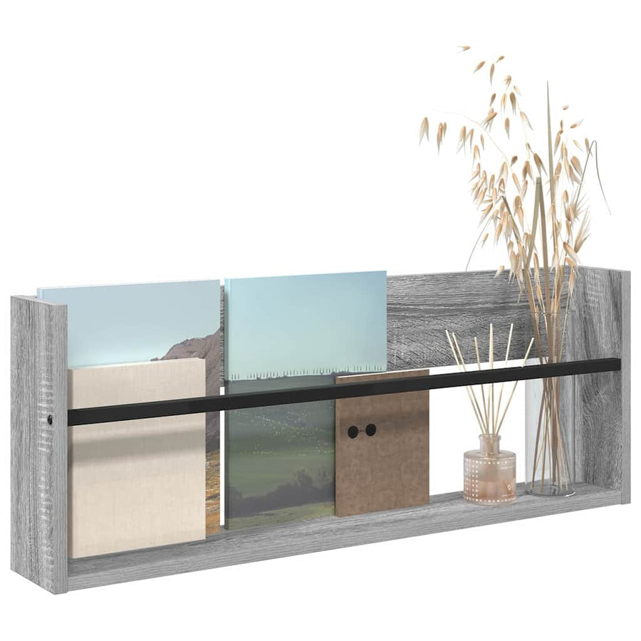 Tijdschrift Rek Bewerkt Hout 1 80 x 12 x 30 cm Grijs sonoma