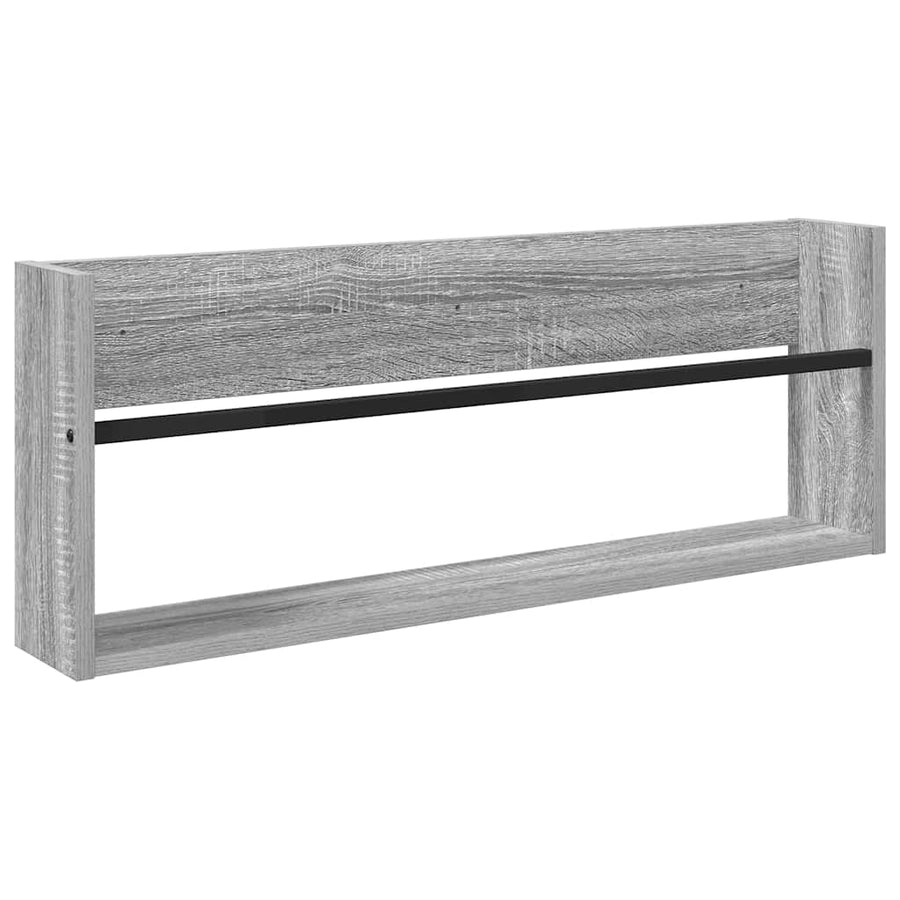 Tijdschrift Rek 2 Pcs Bewerkt Hout 80 x 12 x 30 cm Grijs sonoma
