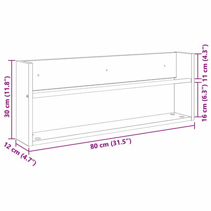Tijdschrift Rek 2 Pcs Bewerkt Hout 80 x 12 x 30 cm Grijs sonoma