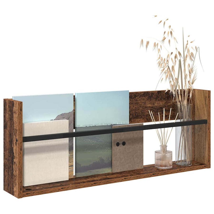 Tijdschrift Rek Met Plank Oudhout Bewerkt Hout 1 80 x 12 x 30 cm Oud hout