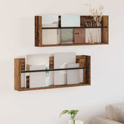 Tijdschriftenrek 80x12x30 cm bewerkt hout 2 stuks