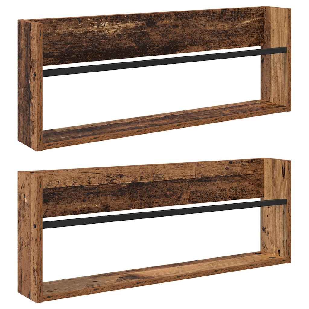 Tijdschrift Rek 2 Pcs Oudhout Bewerkt Hout 80 x 12 x 30 cm Oud hout