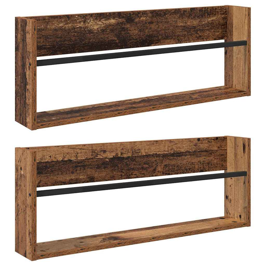 Tijdschrift Rek 2 Pcs Oudhout Bewerkt Hout 80 x 12 x 30 cm Oud hout