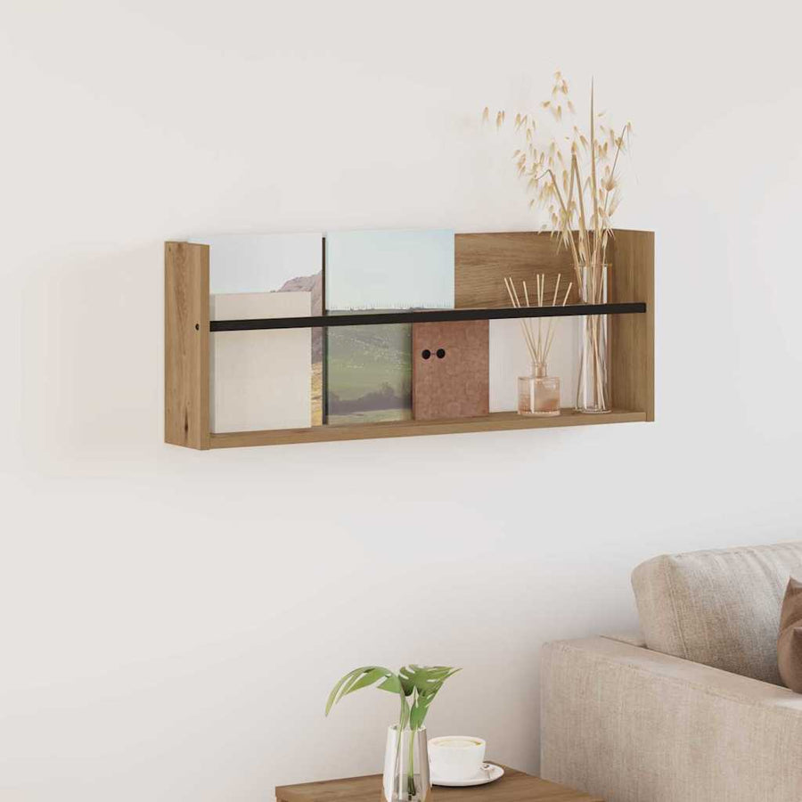Tijdschrift Rek Artisan Eiken Bewerkt Hout 1 80 x 12 x 30 cm artisanaal eikenkleurig