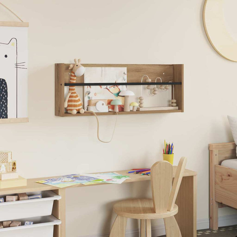 Tijdschrift Rek Artisan Eiken Bewerkt Hout 1 80 x 12 x 30 cm artisanaal eikenkleurig