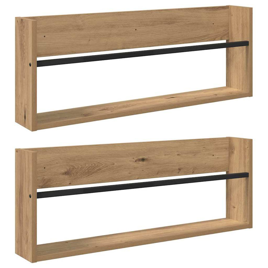 Tijdschrift Rek Met Plank 2 Pcs Artisan Eiken 80 x 12 x 30 cm artisanaal eikenkleurig