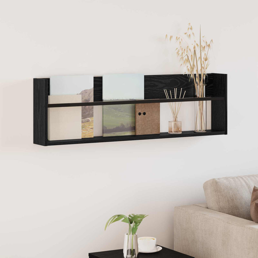 Tijdschrift Rek Bewerkt Hout 1 100 x 12 x 30 cm Zwart eiken