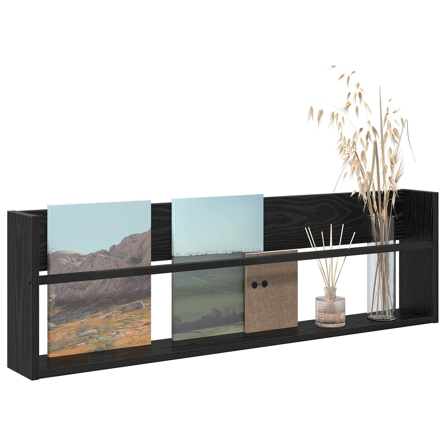 Tijdschrift Rek Bewerkt Hout 1 100 x 12 x 30 cm Zwart eiken
