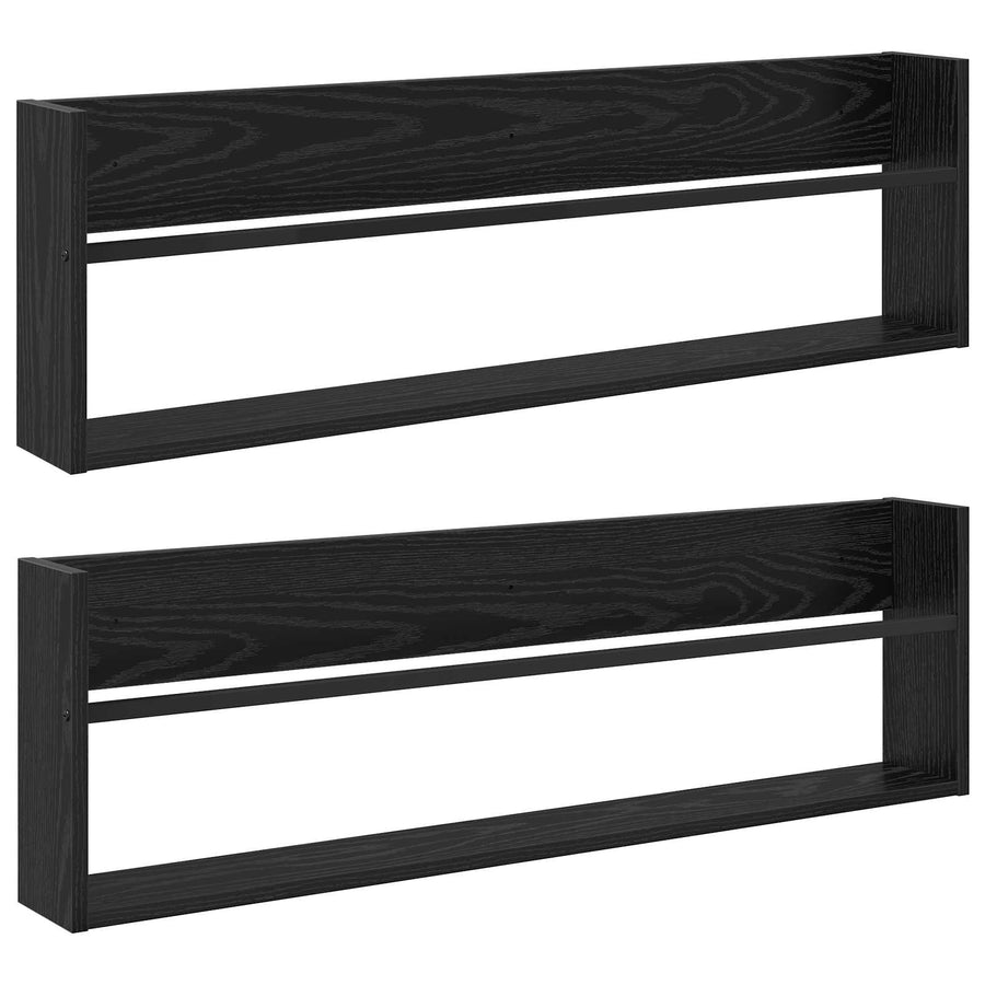 Tijdschrift Rek 2 Pcs Bewerkt Hout 100 x 12 x 30 cm Zwart eiken