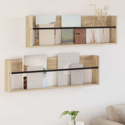 Tijdschriftrek met plank 100x12x30 cm Sonoma eiken 2 stuks