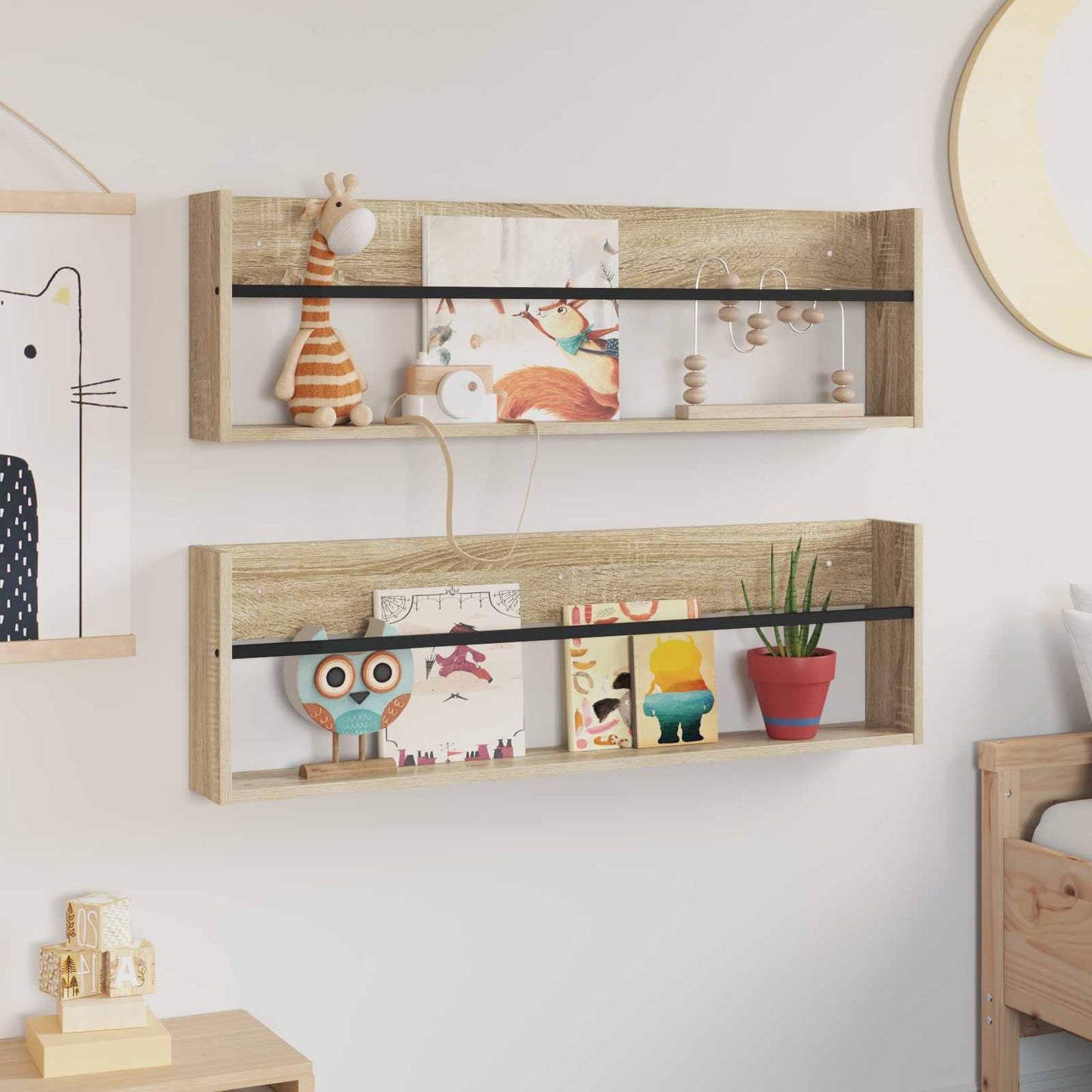 Tijdschrift Rek Met Plank 2 Pcs 100 x 12 x 30 cm Sonoma eiken