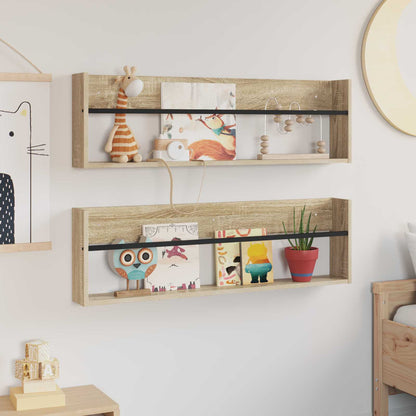 Tijdschrift Rek Met Plank 2 Pcs 100 x 12 x 30 cm Sonoma eiken