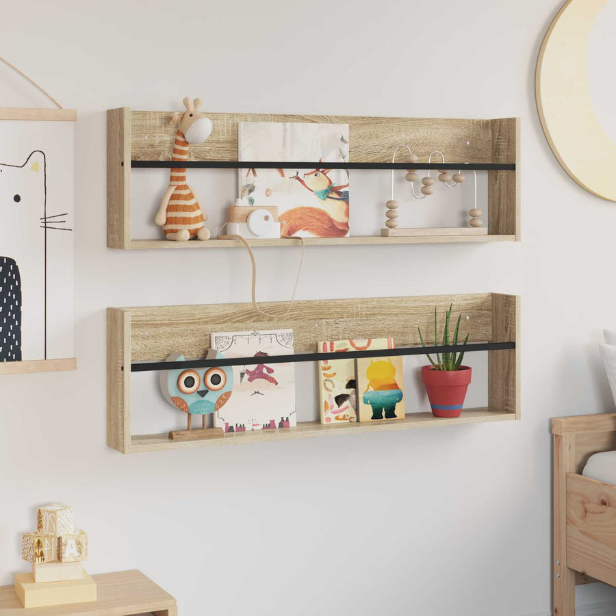 Tijdschrift Rek Met Plank 2 Pcs 100 x 12 x 30 cm Sonoma eiken