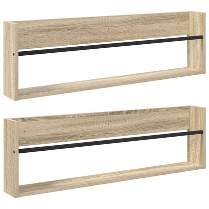Tijdschrift Rek Met Plank 2 Pcs 100 x 12 x 30 cm Sonoma eiken
