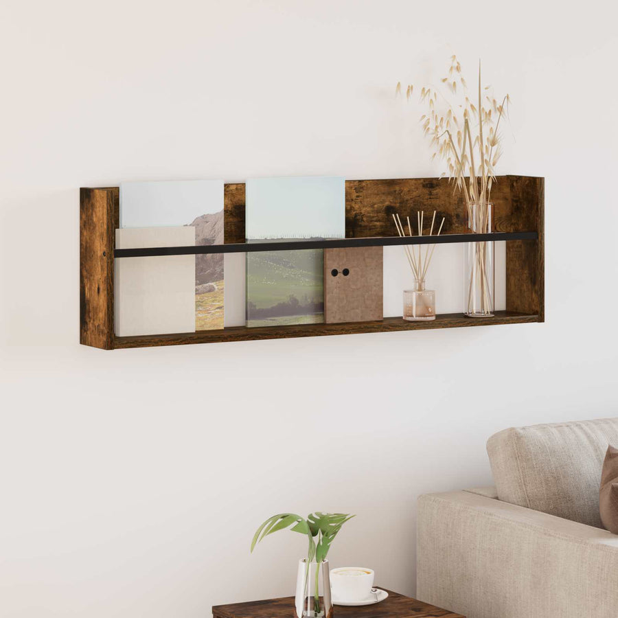 Tijdschrift Rek Bewerkt Hout 1 100 x 12 x 30 cm Gerookt eiken