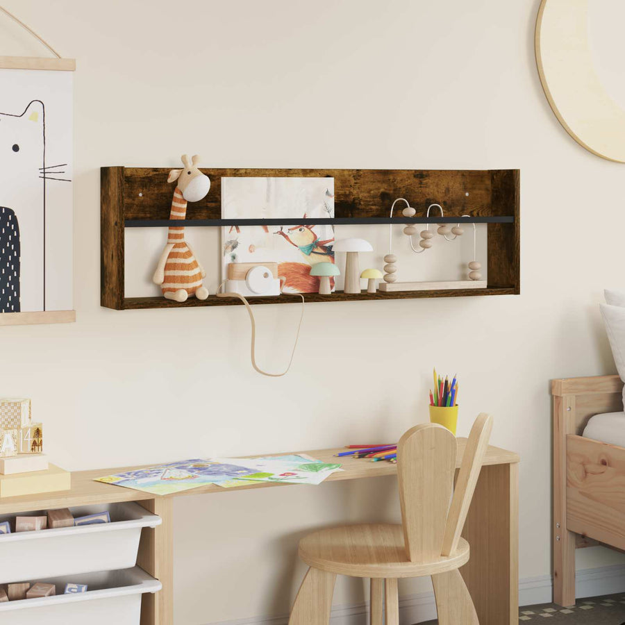 Tijdschrift Rek Bewerkt Hout 1 100 x 12 x 30 cm Gerookt eiken