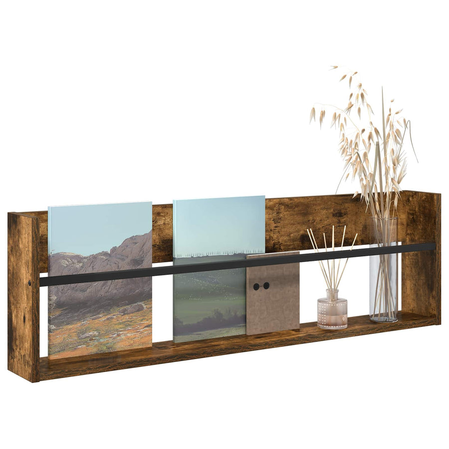 Tijdschrift Rek Bewerkt Hout 1 100 x 12 x 30 cm Gerookt eiken
