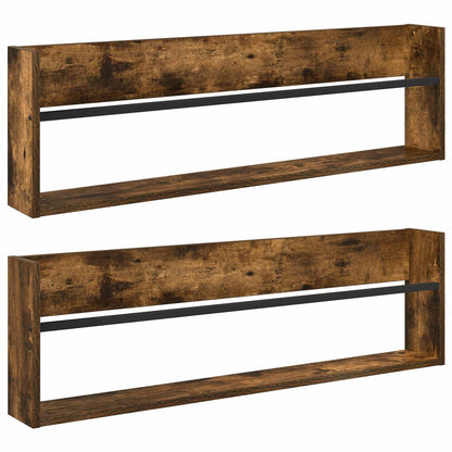 Tijdschrift Rek Met Plank 2 Pcs 100 x 12 x 30 cm Gerookt eiken