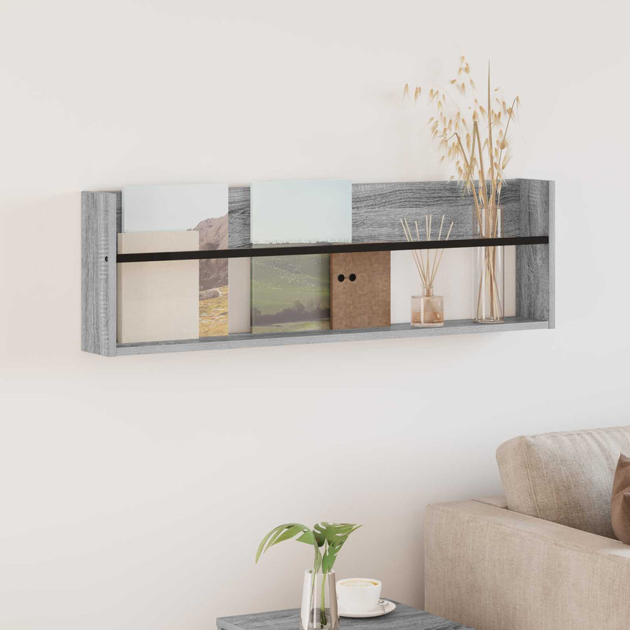 Tijdschrift Rek Bewerkt Hout 1 100 x 12 x 30 cm Grijs sonoma