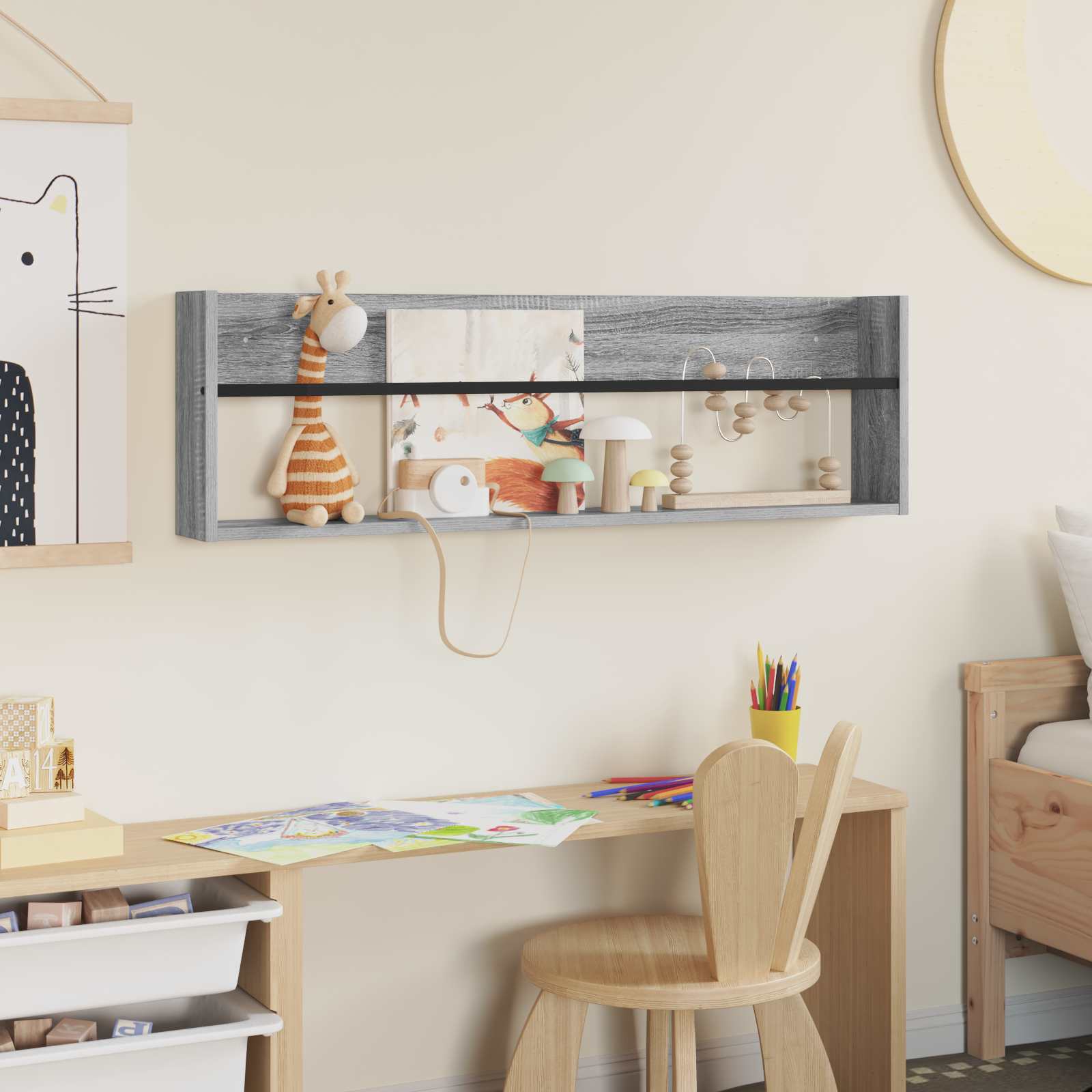 Tijdschrift Rek Bewerkt Hout 1 100 x 12 x 30 cm Grijs sonoma
