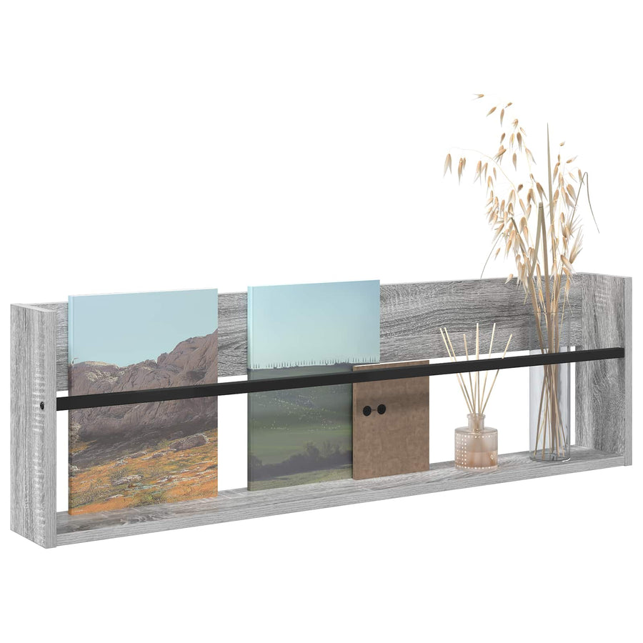 Tijdschrift Rek Bewerkt Hout 1 100 x 12 x 30 cm Grijs sonoma