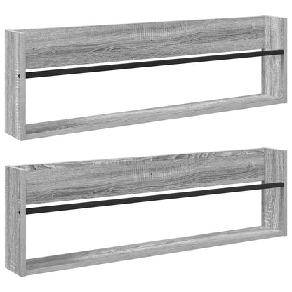 Tijdschrift Rek Met Plank 2 Pcs 100 x 12 x 30 cm Grijs sonoma
