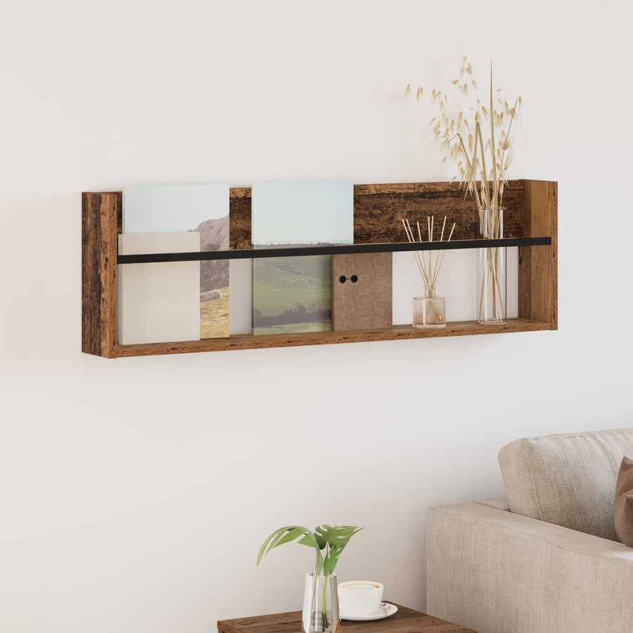 Tijdschrift Rek Met Plank Oudhout Bewerkt Hout 1 100 x 12 x 30 cm Oud hout