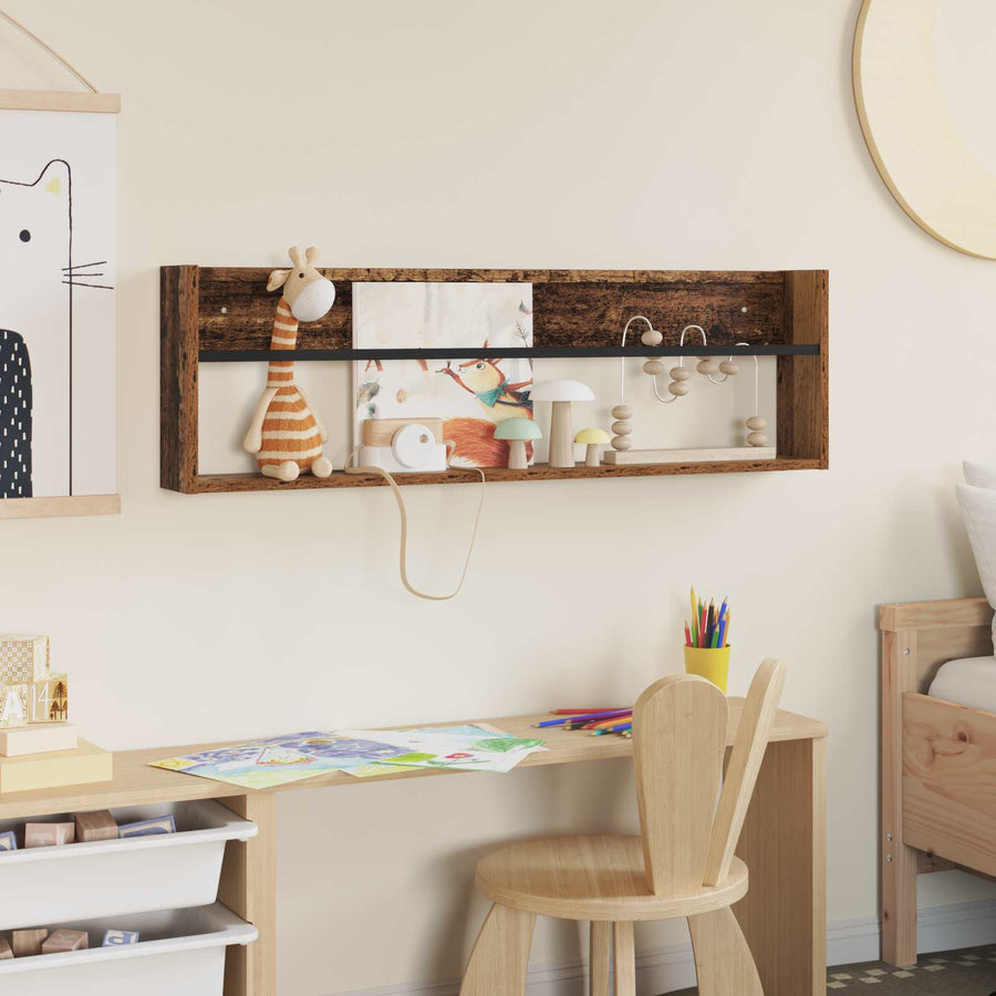 Tijdschrift Rek Met Plank Oudhout Bewerkt Hout 1 100 x 12 x 30 cm Oud hout