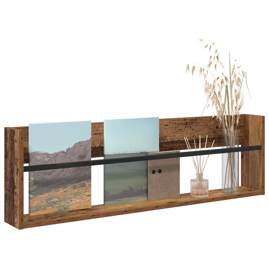 Tijdschrift Rek Met Plank Oudhout Bewerkt Hout 1 100 x 12 x 30 cm Oud hout