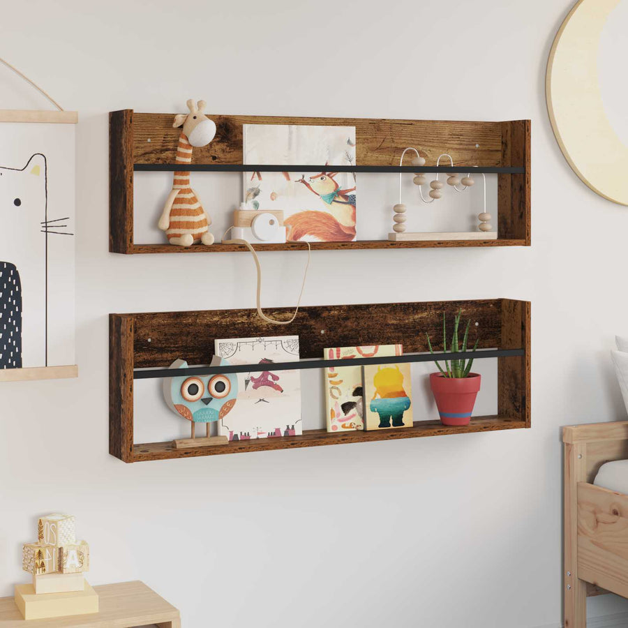 Tijdschrift Rek 2 Pcs Oudhout Bewerkt Hout 100 x 12 x 30 cm Oud hout