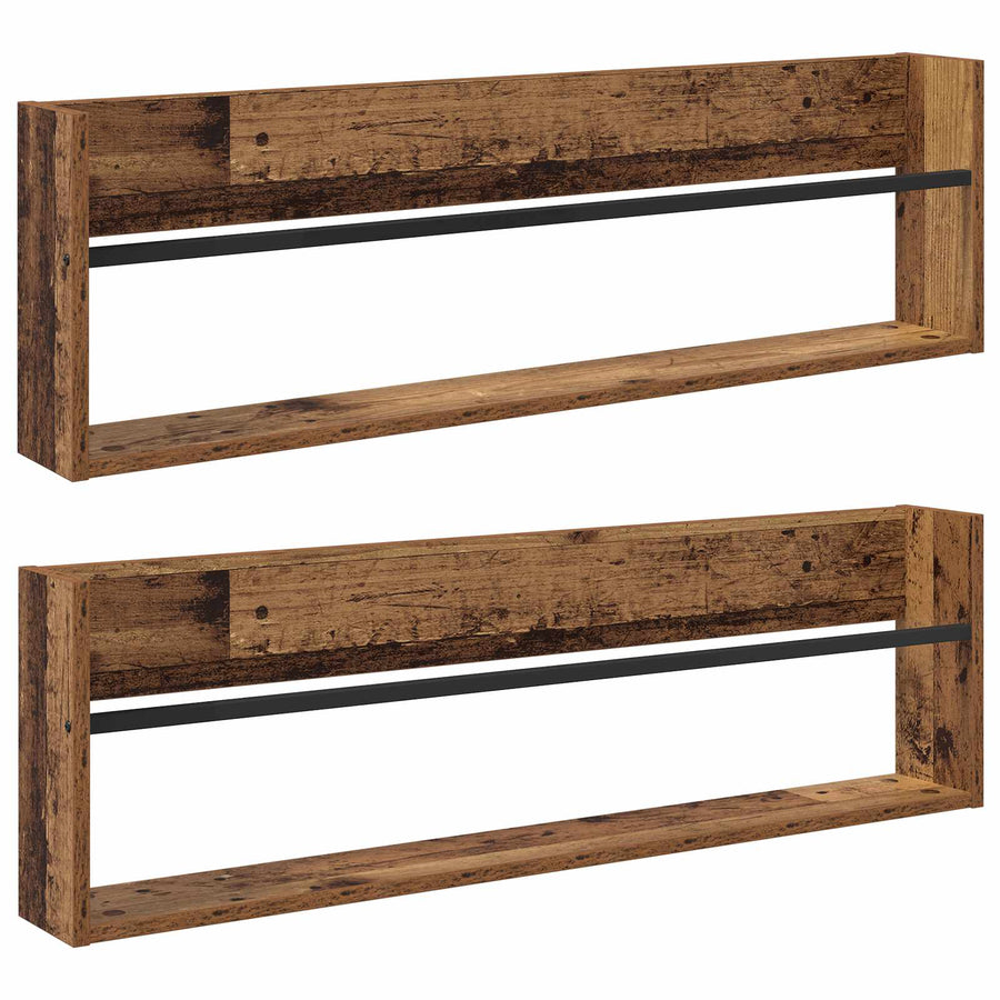 Tijdschrift Rek 2 Pcs Oudhout Bewerkt Hout 100 x 12 x 30 cm Oud hout