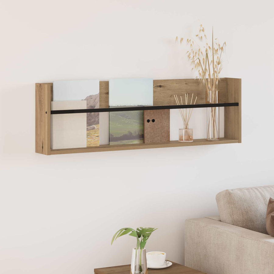 Tijdschrift Rek Artisan Eiken Bewerkt Hout 1 100 x 12 x 30 cm artisanaal eikenkleurig