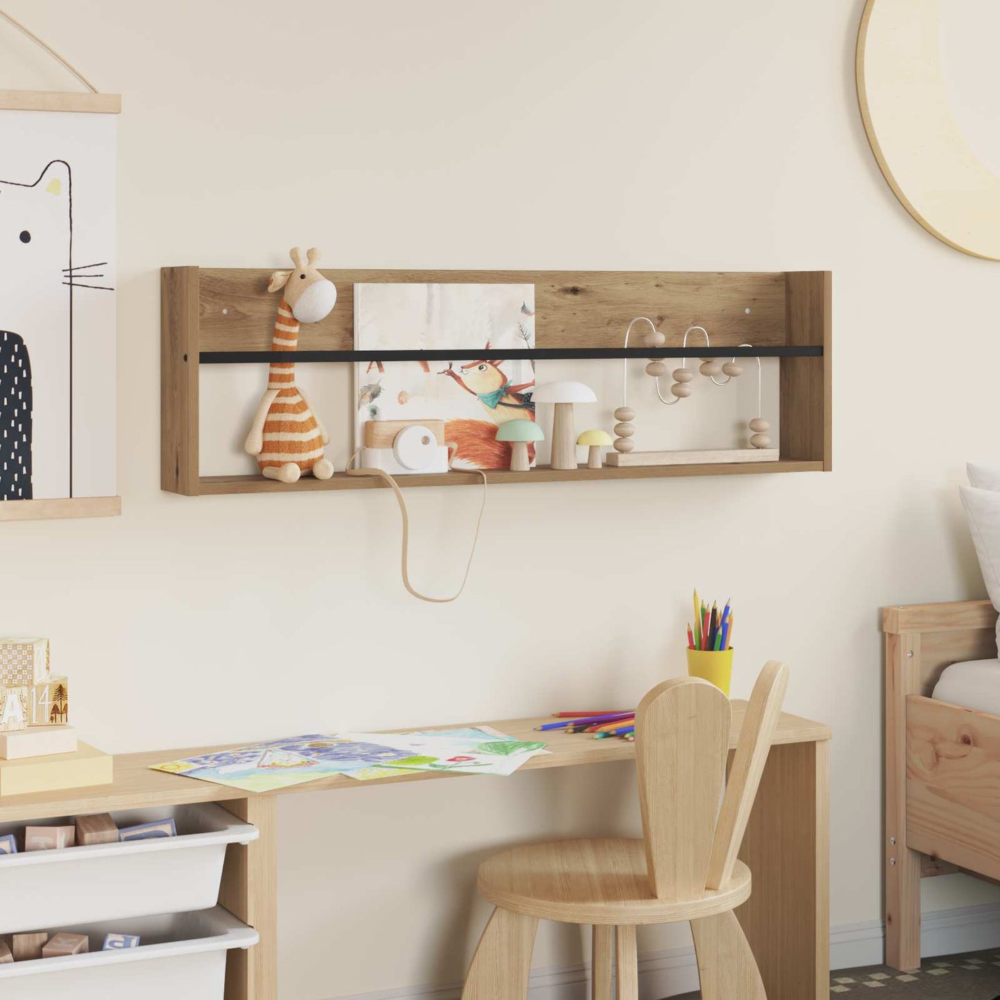 Tijdschrift Rek Artisan Eiken Bewerkt Hout 1 100 x 12 x 30 cm artisanaal eikenkleurig