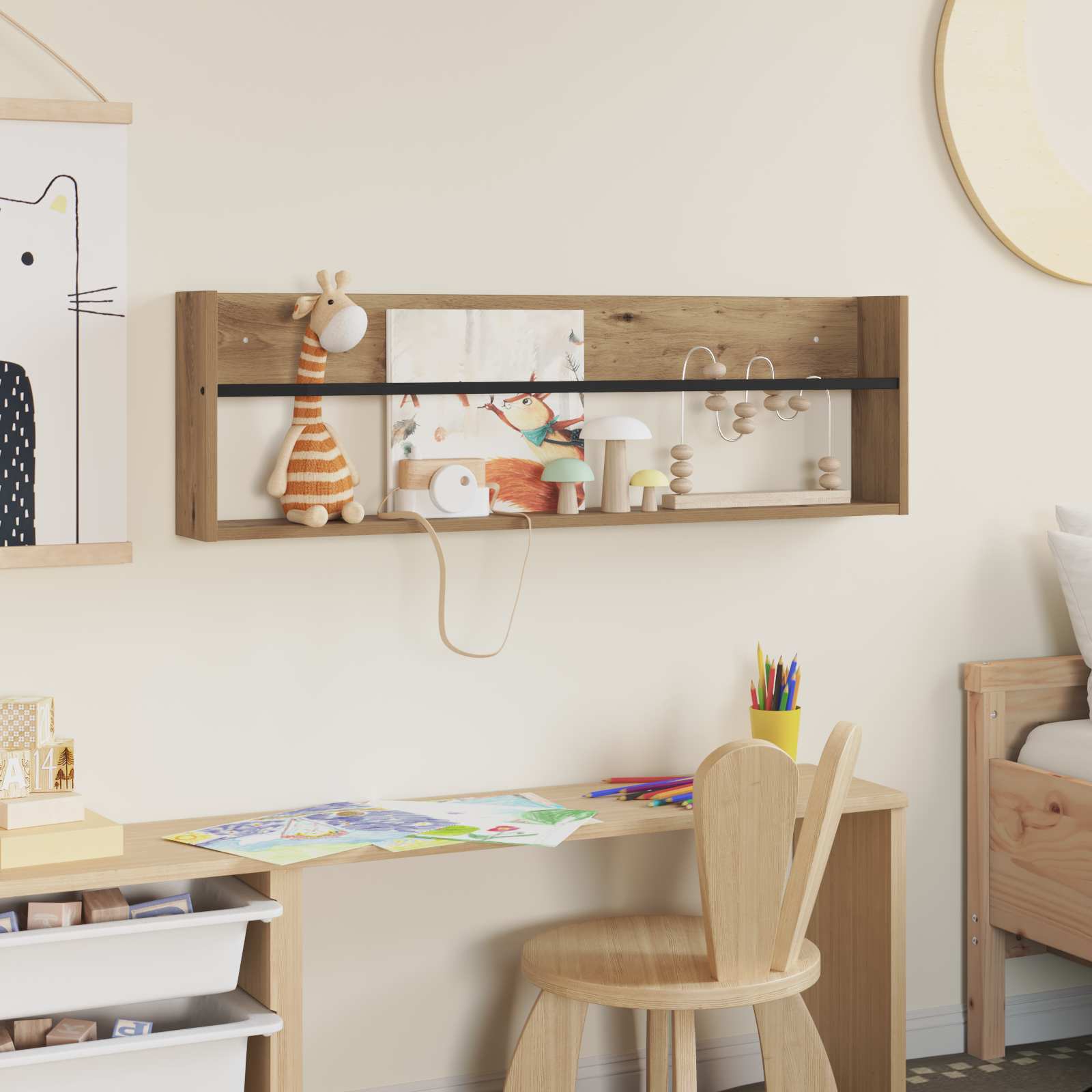 Tijdschrift Rek Artisan Eiken Bewerkt Hout 1 100 x 12 x 30 cm artisanaal eikenkleurig