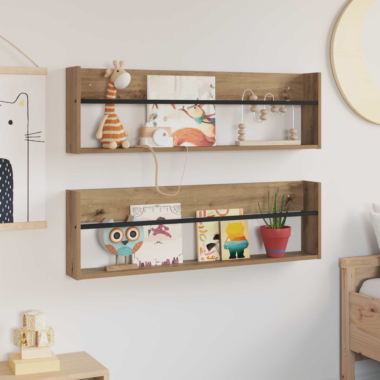 Tijdschrift Rek Met Plank 2 Pcs Artisan Eiken 100 x 12 x 30 cm artisanaal eikenkleurig