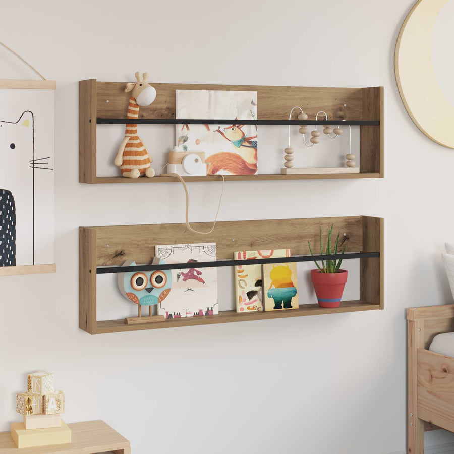 Tijdschrift Rek Met Plank 2 Pcs Artisan Eiken 100 x 12 x 30 cm artisanaal eikenkleurig