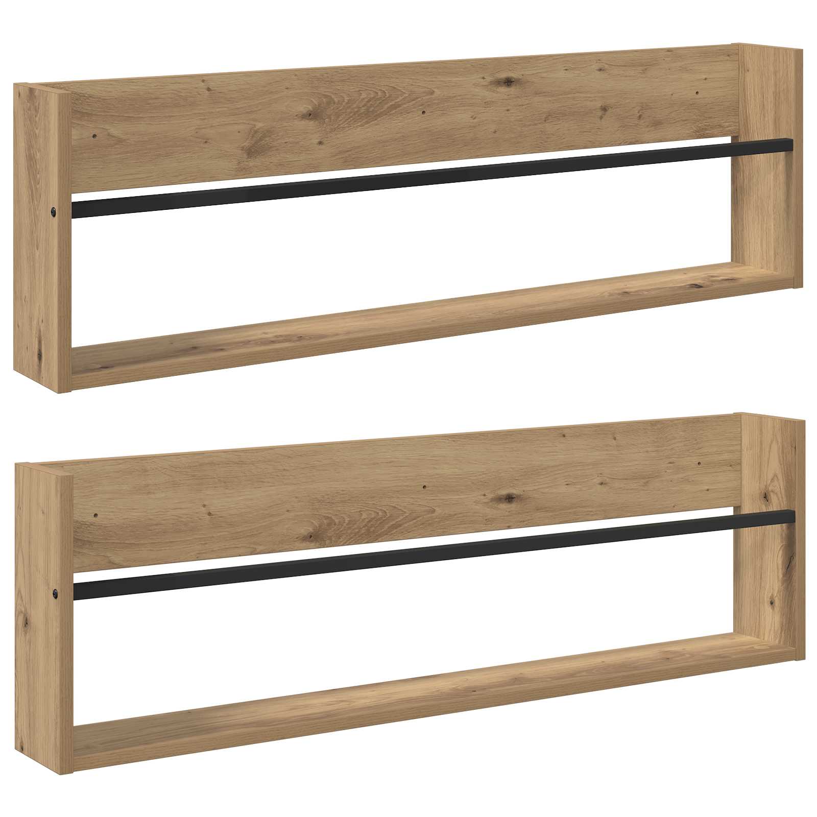 Tijdschrift Rek Met Plank 2 Pcs Artisan Eiken 100 x 12 x 30 cm artisanaal eikenkleurig