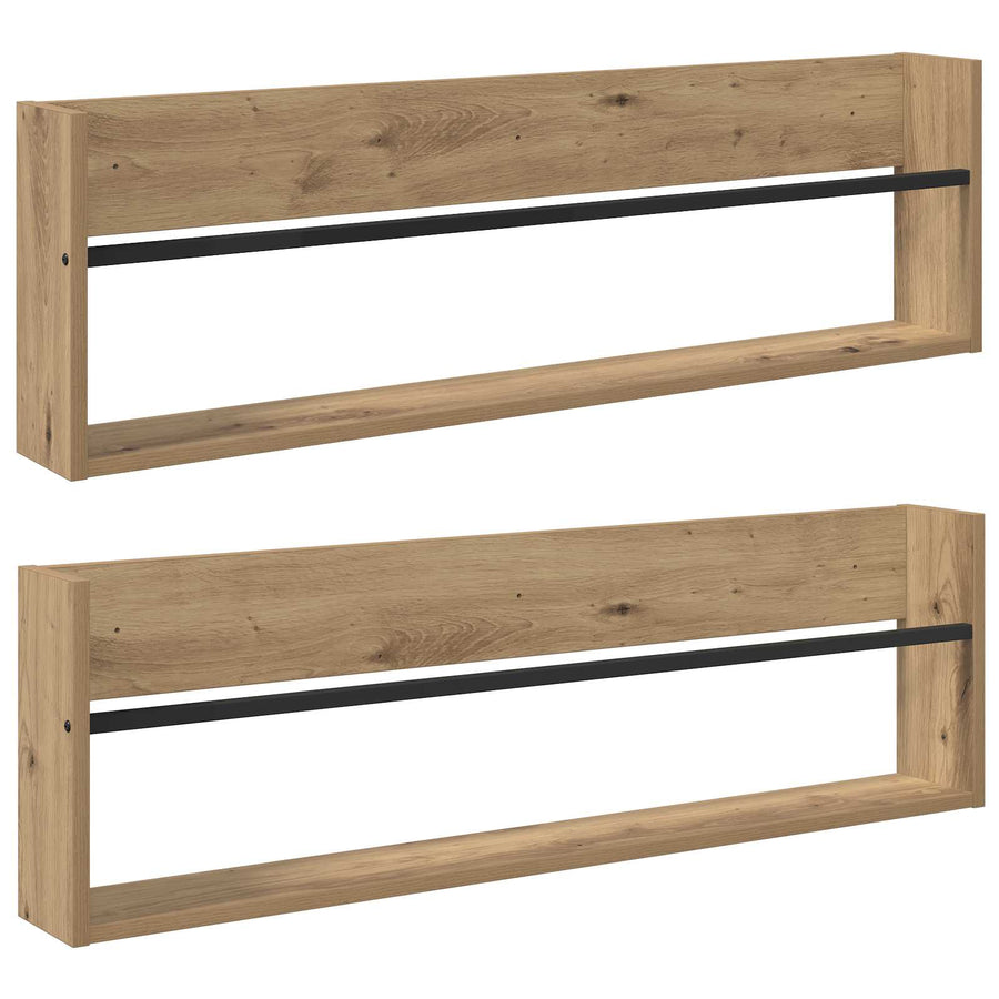 Tijdschrift Rek Met Plank 2 Pcs Artisan Eiken 100 x 12 x 30 cm artisanaal eikenkleurig
