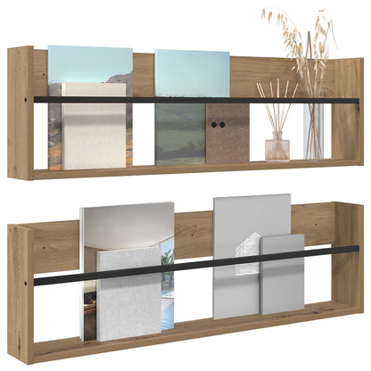 Tijdschrift Rek Met Plank 2 Pcs Artisan Eiken 100 x 12 x 30 cm artisanaal eikenkleurig