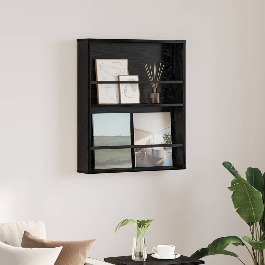 Tijdschrift Rek Bewerkt Hout 1 60 x 12 x 70 cm Zwart eiken