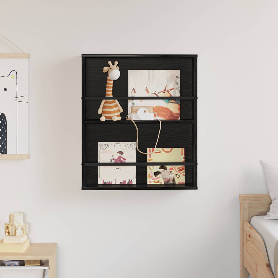 Tijdschrift Rek Bewerkt Hout 1 60 x 12 x 70 cm Zwart eiken
