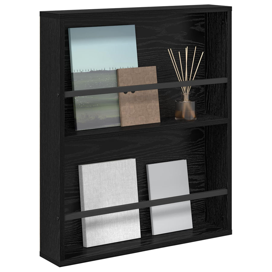 Tijdschrift Rek Bewerkt Hout 1 60 x 12 x 70 cm Zwart eiken