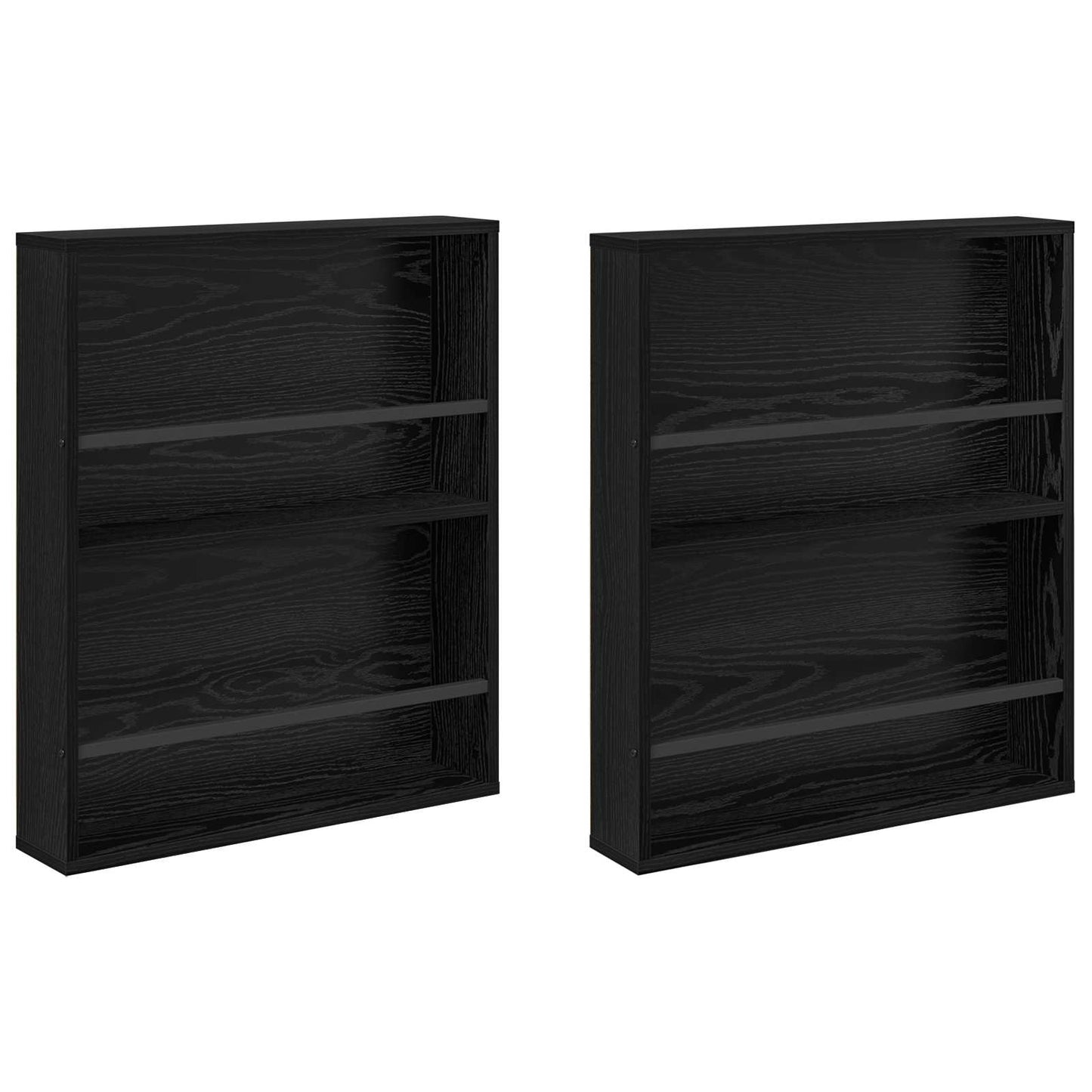 Tijdschrift Rek 2 Pcs Bewerkt Hout 60 x 12 x 70 cm Zwart eiken