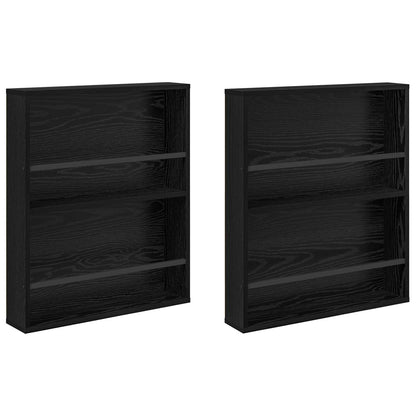 Tijdschrift Rek 2 Pcs Bewerkt Hout 60 x 12 x 70 cm Zwart eiken