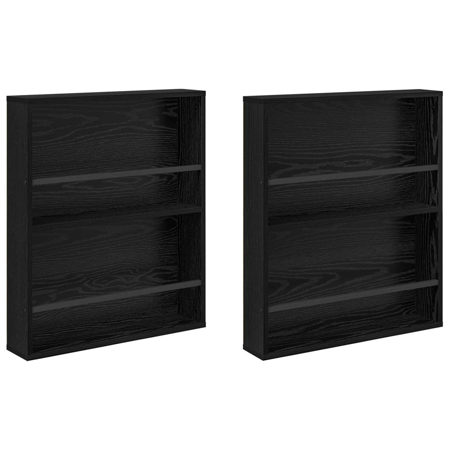 Tijdschrift Rek 2 Pcs Bewerkt Hout 60 x 12 x 70 cm Zwart eiken
