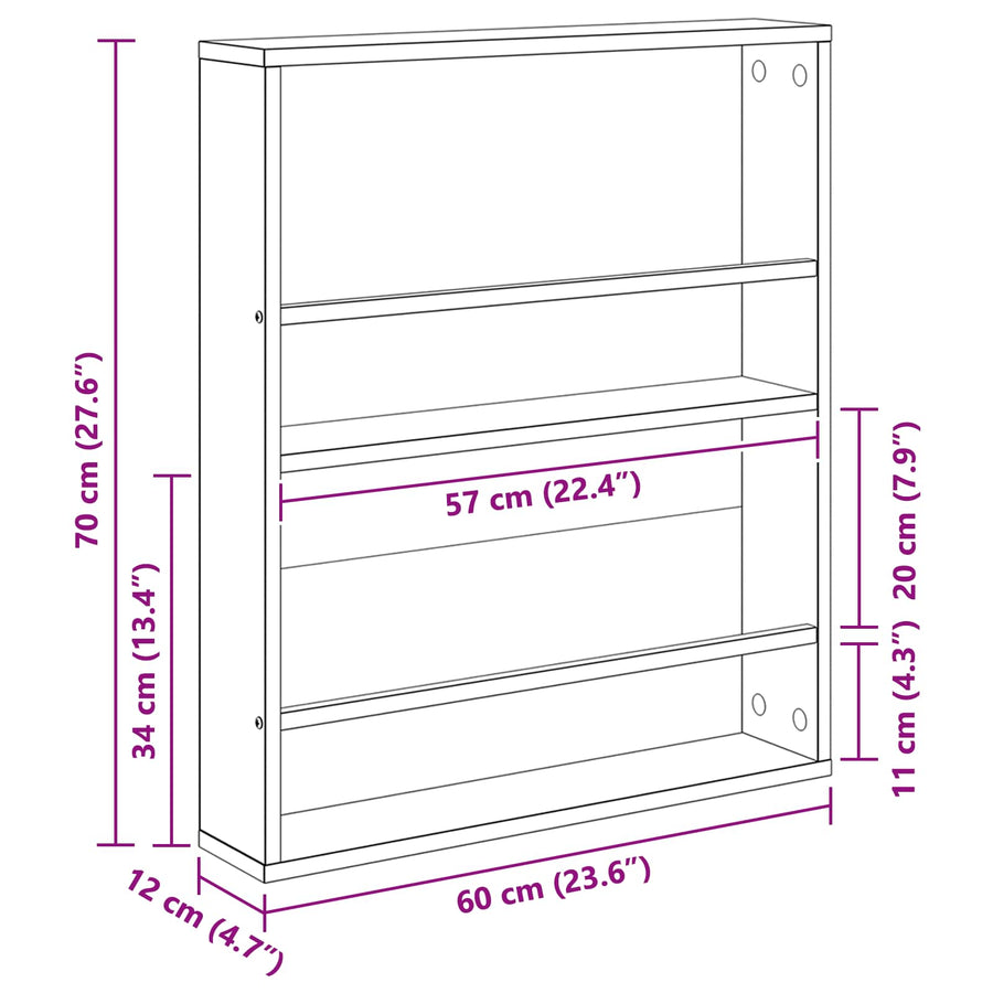 Tijdschrift Rek 2 Pcs Bewerkt Hout 60 x 12 x 70 cm Zwart eiken