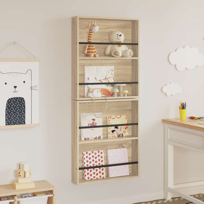 Tijdschrift Rek 2 Pcs Bewerkt Hout 60 x 12 x 70 cm Sonoma eiken