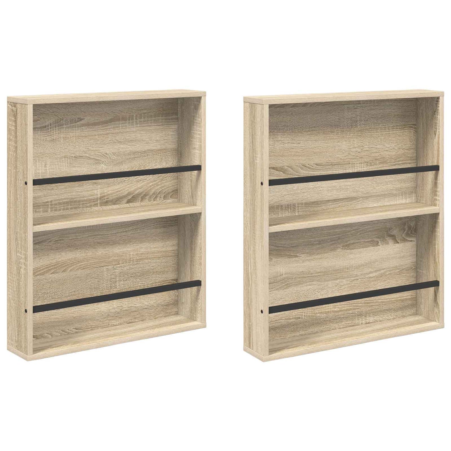 Tijdschrift Rek 2 Pcs Bewerkt Hout 60 x 12 x 70 cm Sonoma eiken